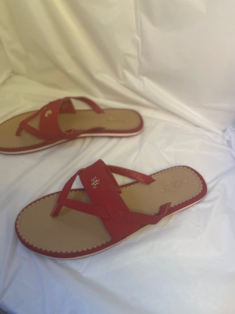 Lauren Ralph Lauren Women's Rosalind Thong Sandals in red, Size 11B - Picture 3 of 6